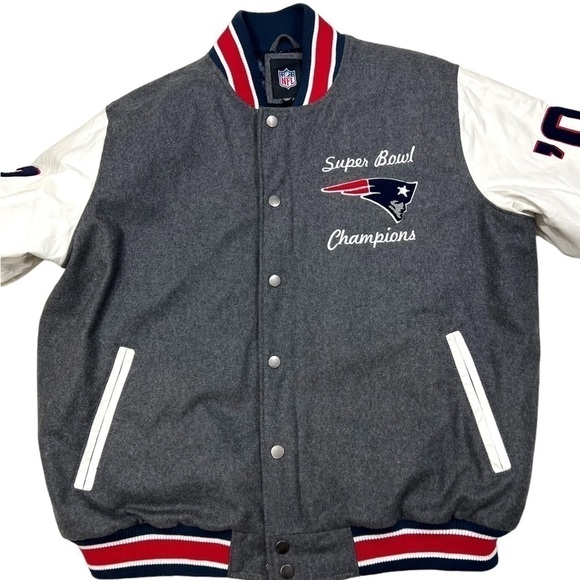 NFL New England Patriots Varsity Jacket Super Bowl Champions XXL Patches Wool - Picture 2 of 15